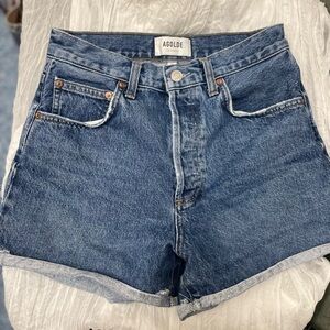 EUC Agolde Dark Blue Denim Jean Shorts Sz 26 Button-FlyAppx. 14” waist